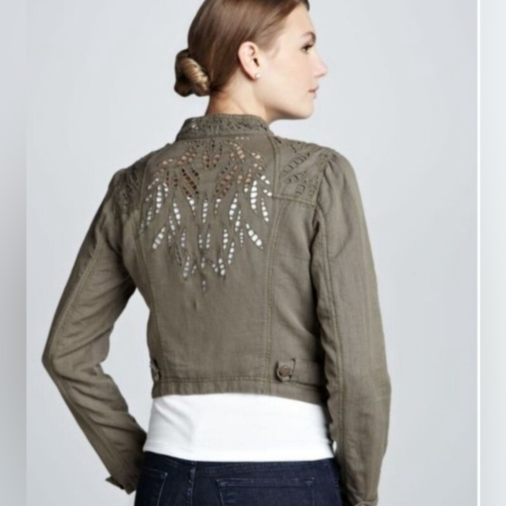Vintage free people cropped cut out moto jacket asymmetrical zip M